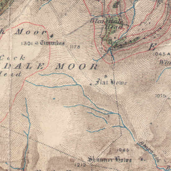 1914 Map of Flat How, Glaisedale High Moor 