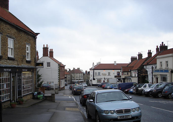 A view south along the main street in Kirkbymoorside. 