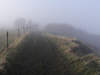 Foggy cliff top path