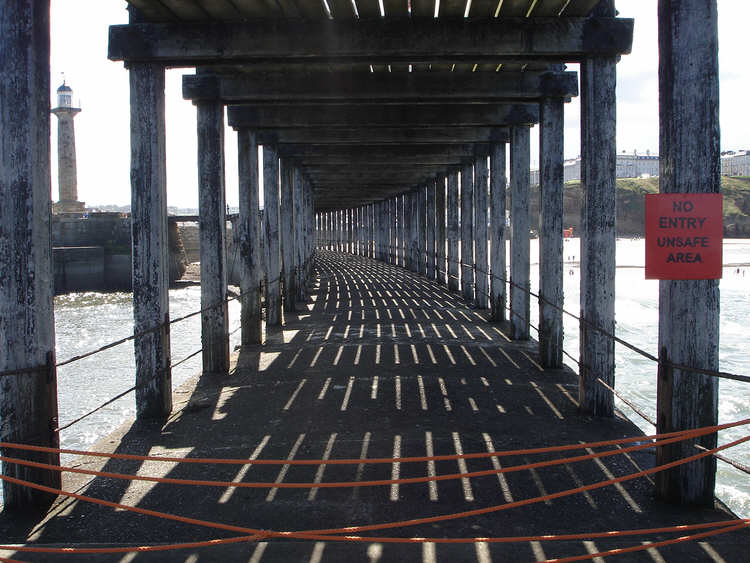 Looking along the lower deck of the west pier at Whitby