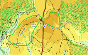 Map for walk around Hole of Horcum and Blakey Topping