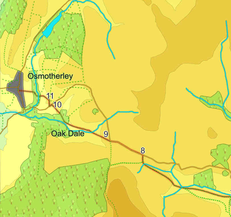 Chop Gate to Osmotherley Map - West Section