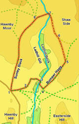 Map for walk around Ladhill Gill