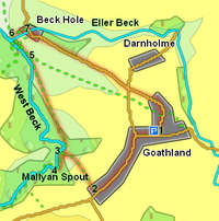 Map for walk to Mallyan Spout from Goathland