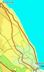 Map for walk south from Ravenscar
